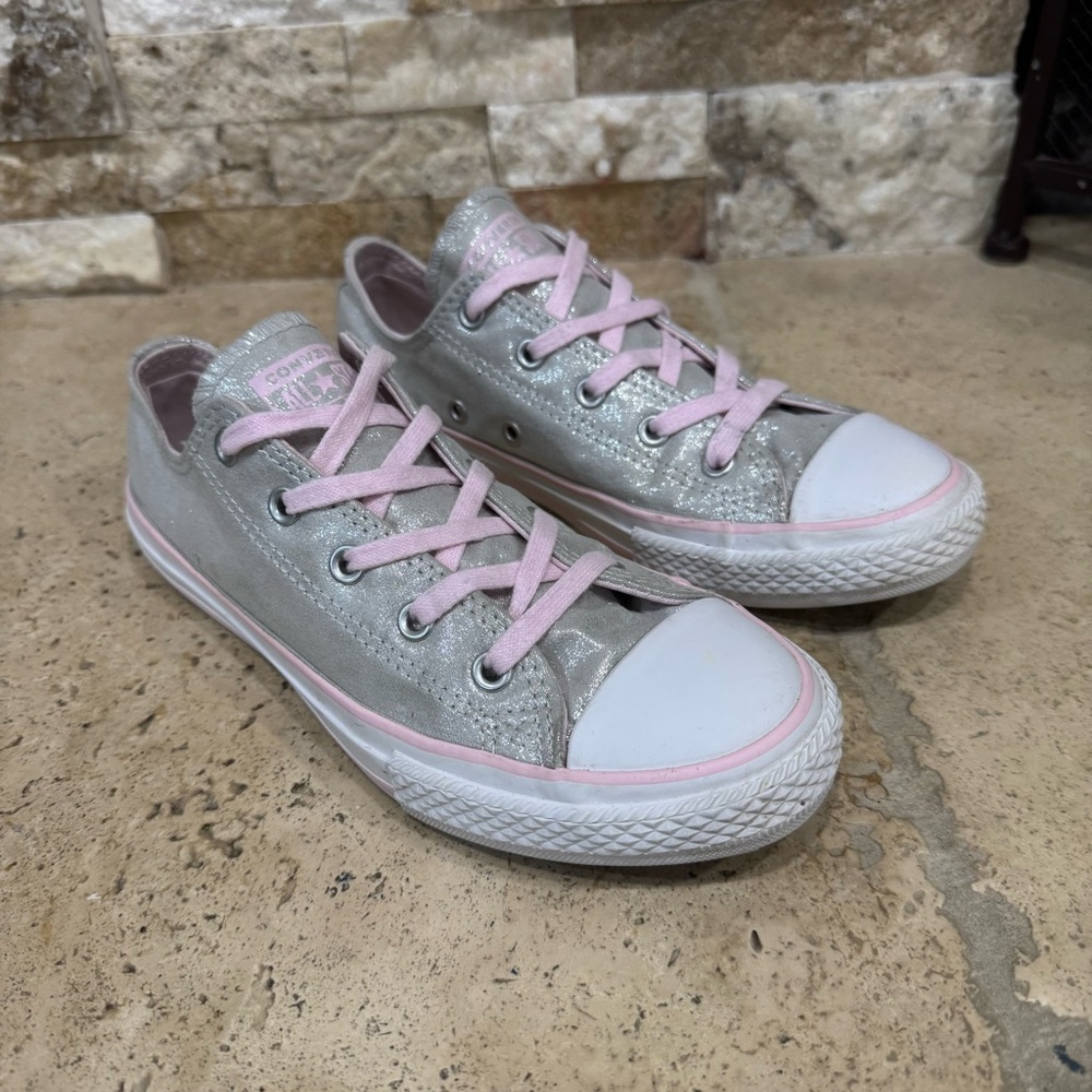Converse All Star Sneaker Sparkling Silver & Pink Youth Size 3 / Women's Size 5